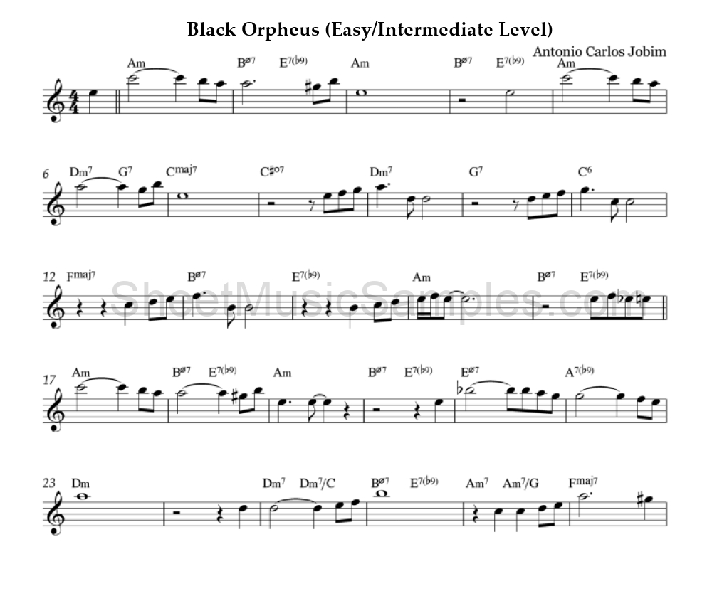 Black Orpheus (Easy/Intermediate Level)