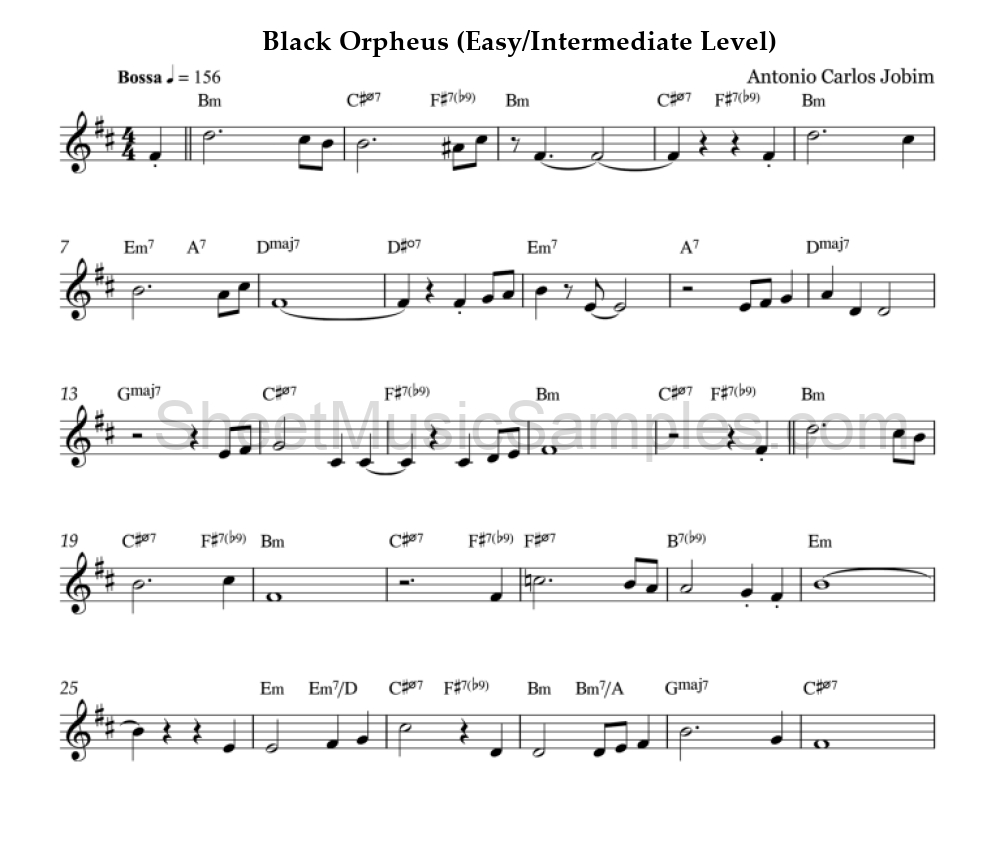 Black Orpheus (Easy/Intermediate Level)