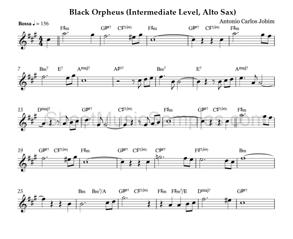 Black Orpheus (Intermediate Level, Alto Sax)