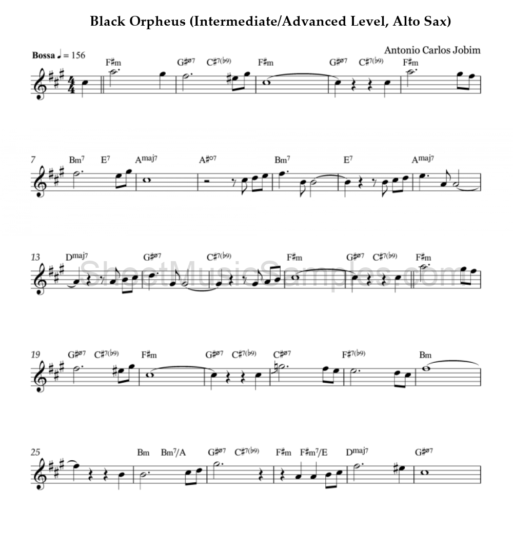 Black Orpheus (Intermediate/Advanced Level, Alto Sax)