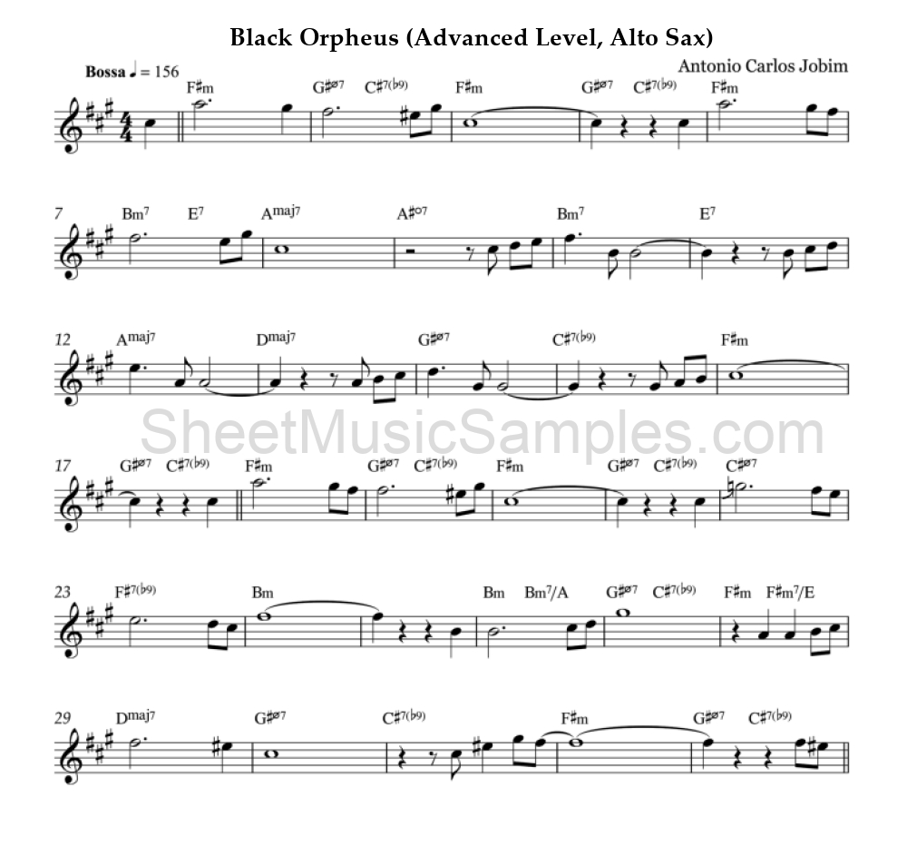 Black Orpheus (Advanced Level, Alto Sax)