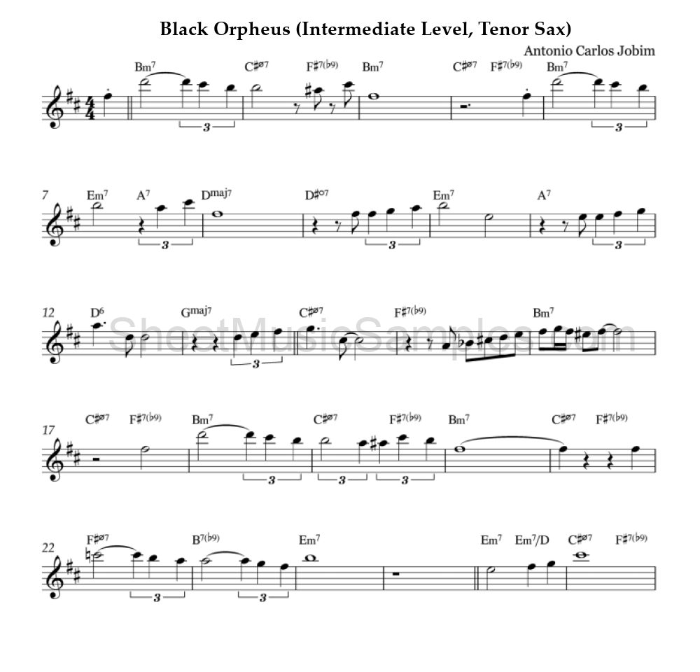 Black Orpheus (Intermediate Level, Tenor Sax)