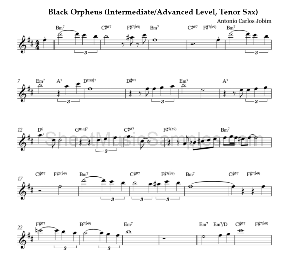 Black Orpheus (Intermediate/Advanced Level, Tenor Sax)