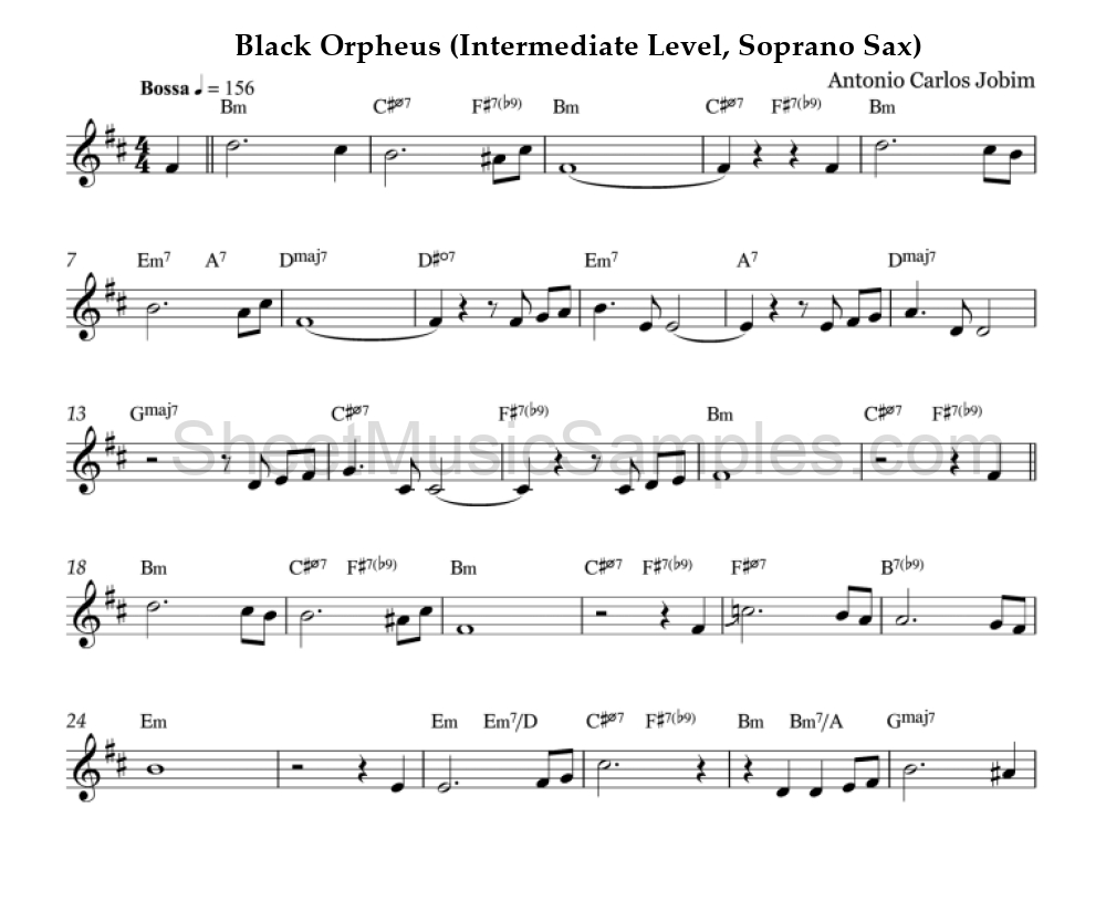 Black Orpheus (Intermediate Level, Soprano Sax)