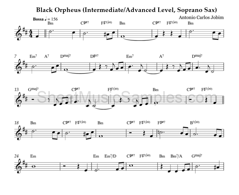 Black Orpheus (Intermediate/Advanced Level, Soprano Sax)