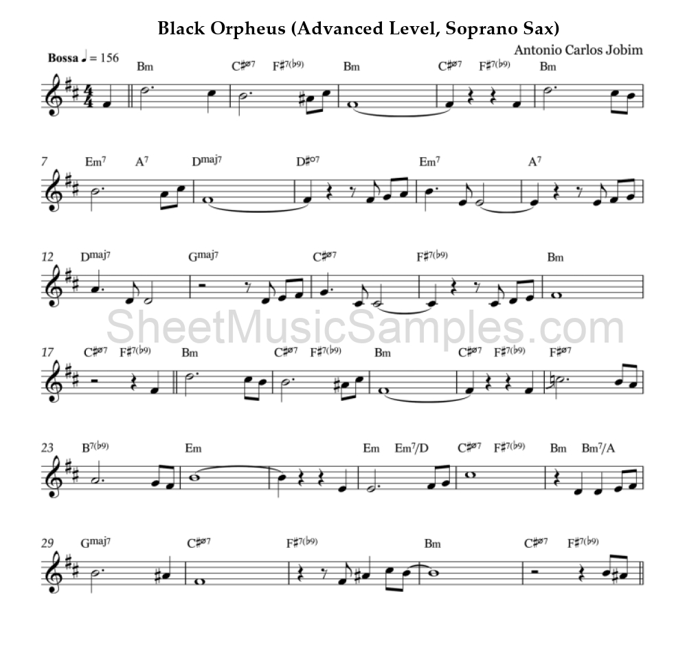 Black Orpheus (Advanced Level, Soprano Sax)