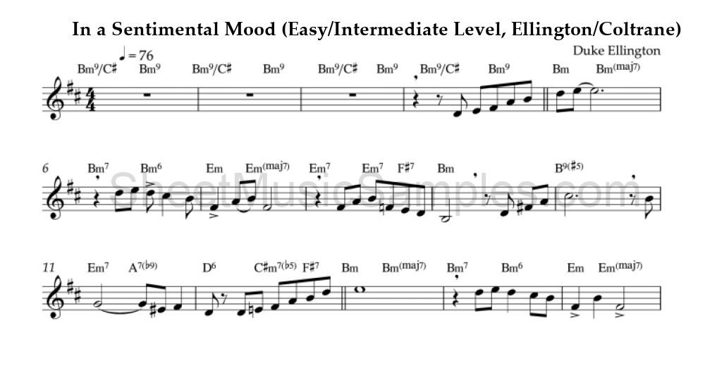 In a Sentimental Mood (Easy/Intermediate Level, Ellington/Coltrane)