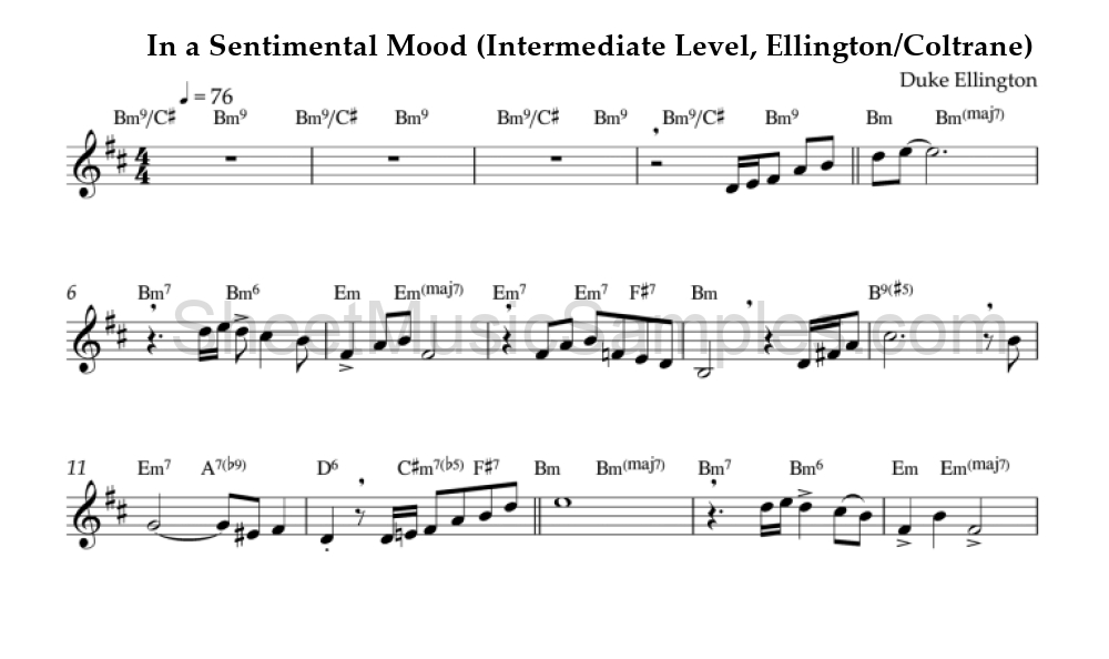 In a Sentimental Mood (Intermediate Level, Ellington/Coltrane)