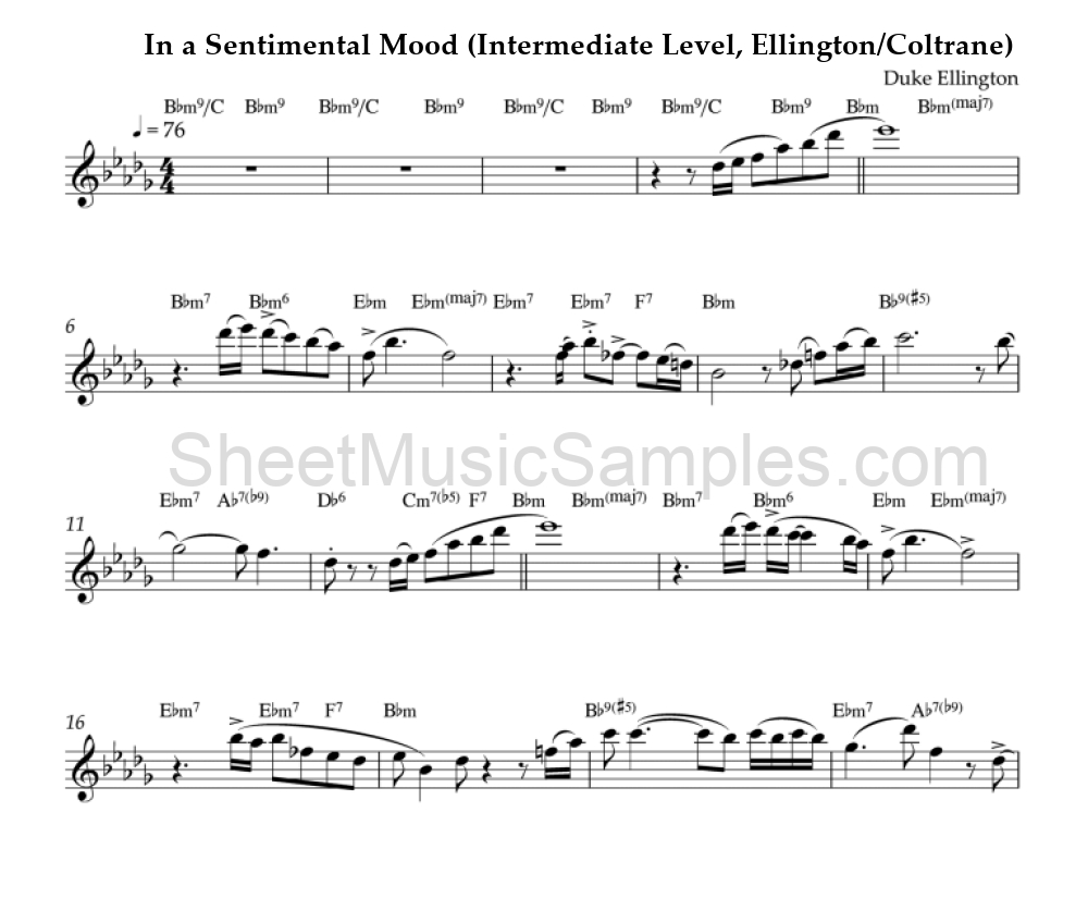 In a Sentimental Mood (Intermediate Level, Ellington/Coltrane)