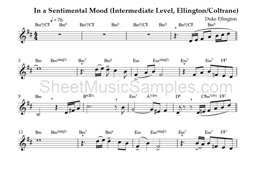 In a Sentimental Mood (Intermediate Level, Ellington/Coltrane)