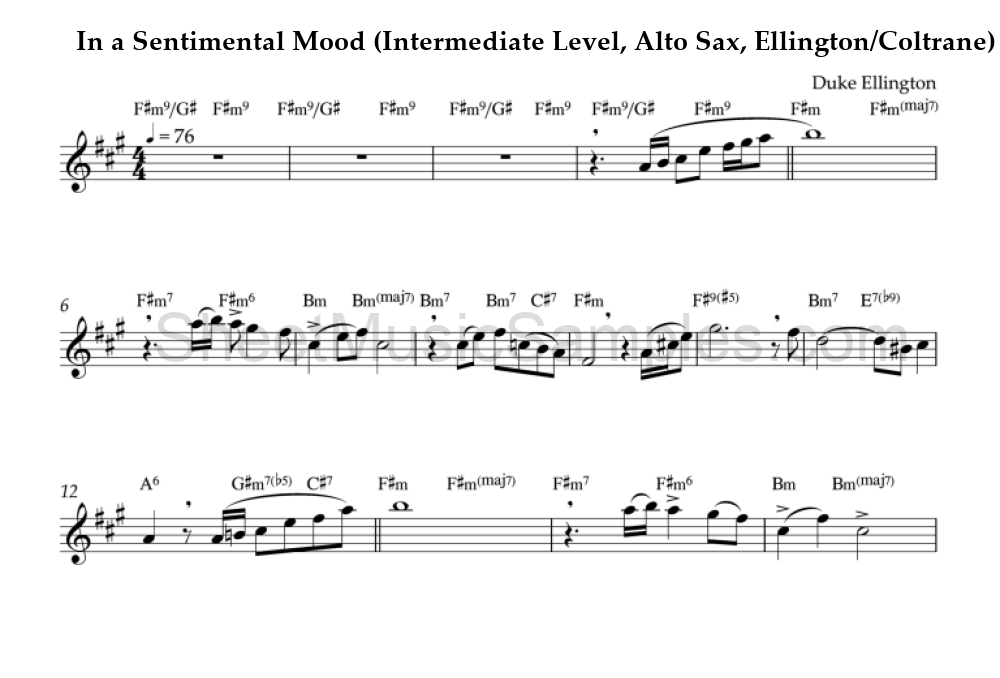 In a Sentimental Mood (Intermediate Level, Alto Sax, Ellington/Coltrane)