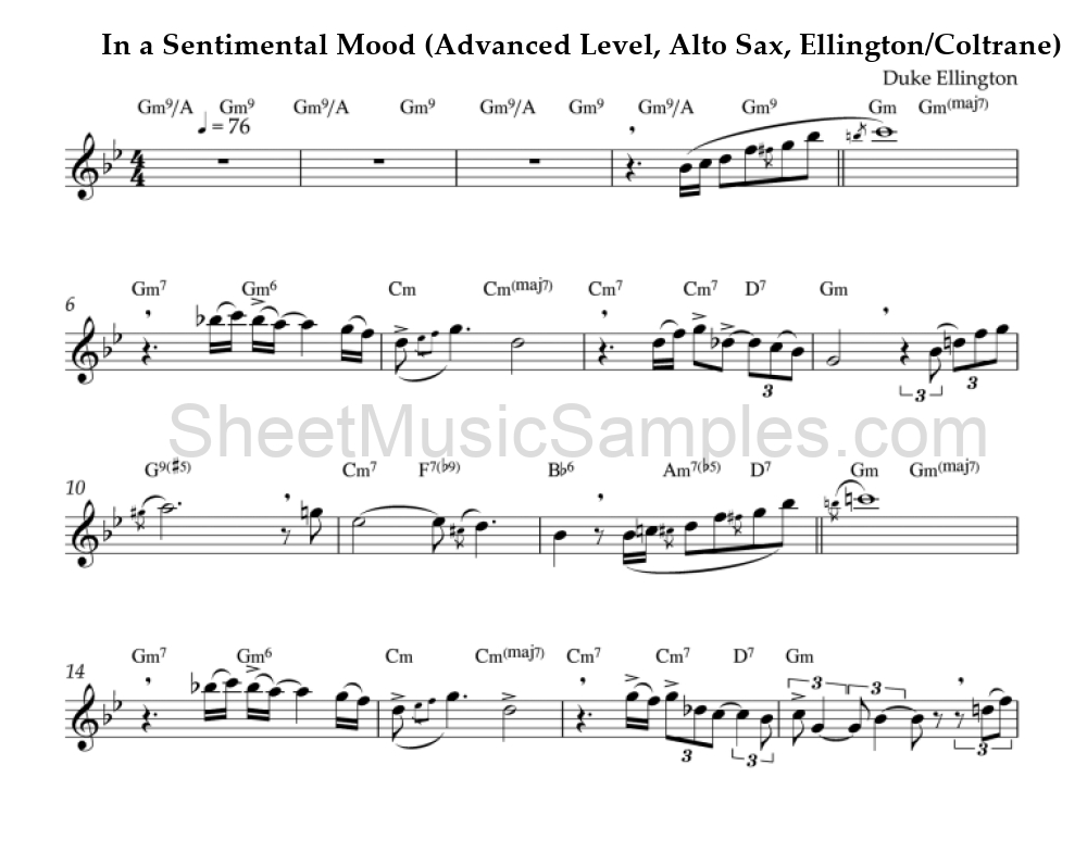 In a Sentimental Mood (Advanced Level, Alto Sax, Ellington/Coltrane)