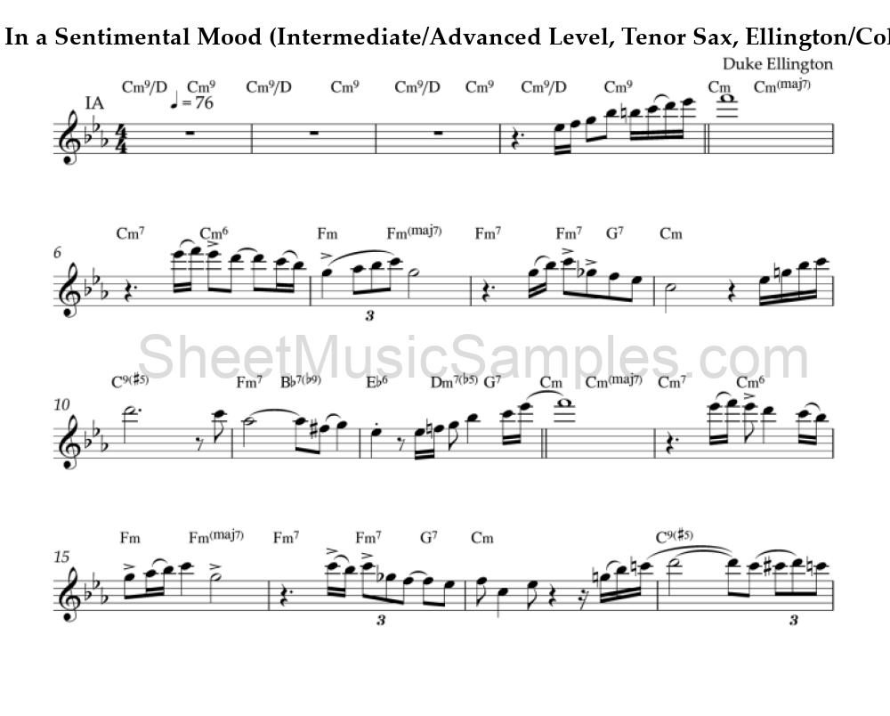 In a Sentimental Mood (Intermediate/Advanced Level, Tenor Sax, Ellington/Coltrane)