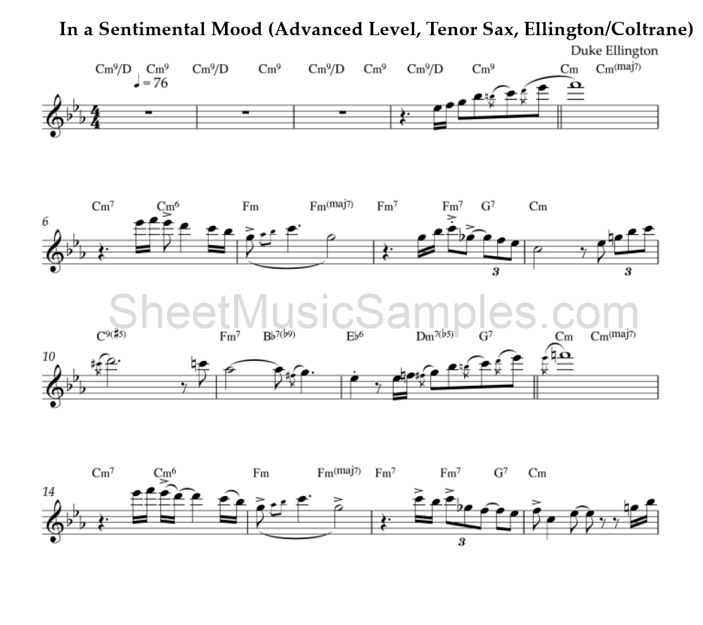 In a Sentimental Mood (Advanced Level, Tenor Sax, Ellington/Coltrane)