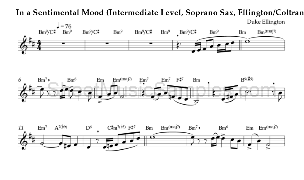 In a Sentimental Mood (Intermediate Level, Soprano Sax, Ellington/Coltrane)