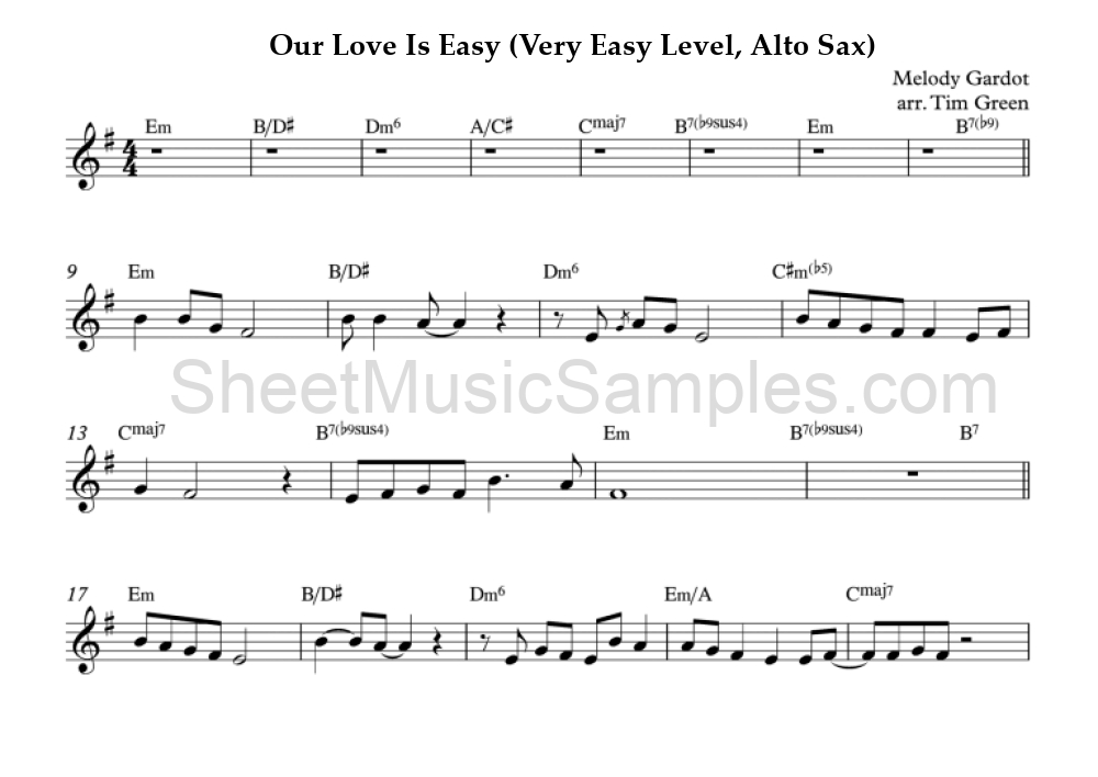 Our Love Is Easy (Very Easy Level, Alto Sax)