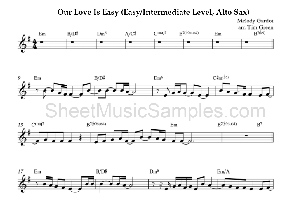 Our Love Is Easy (Easy/Intermediate Level, Alto Sax)