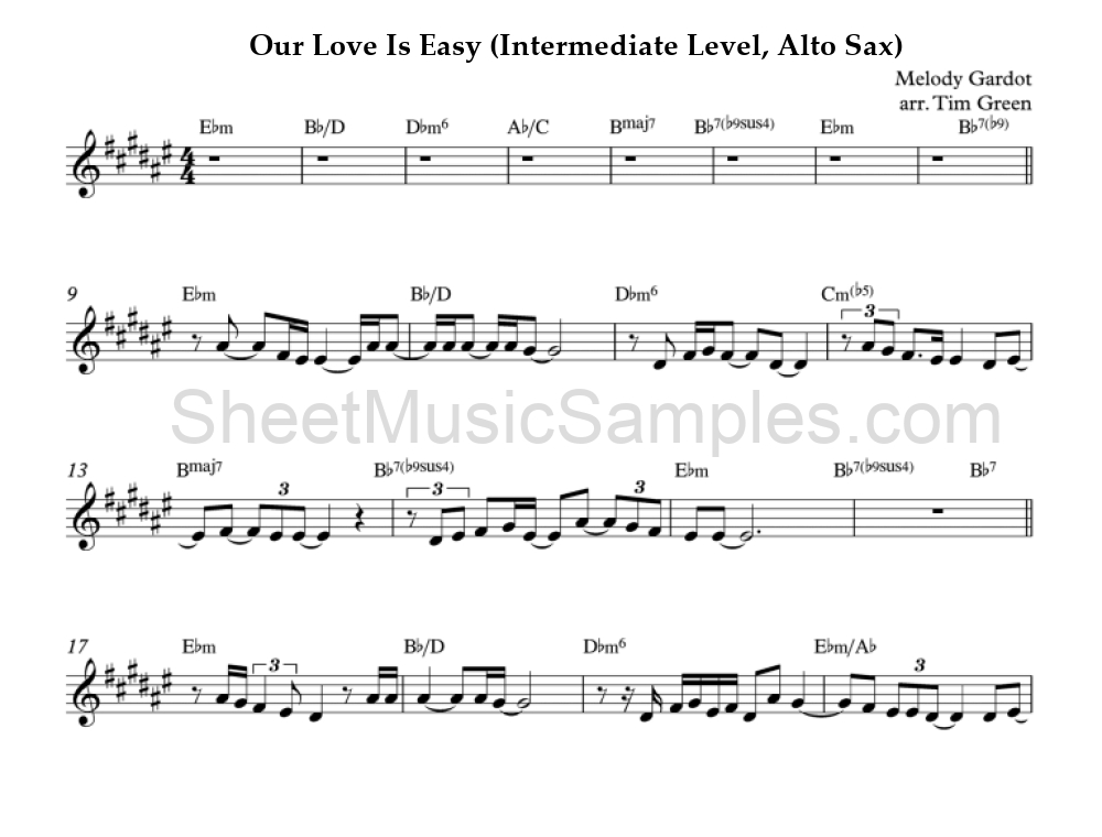 Our Love Is Easy (Intermediate Level, Alto Sax)