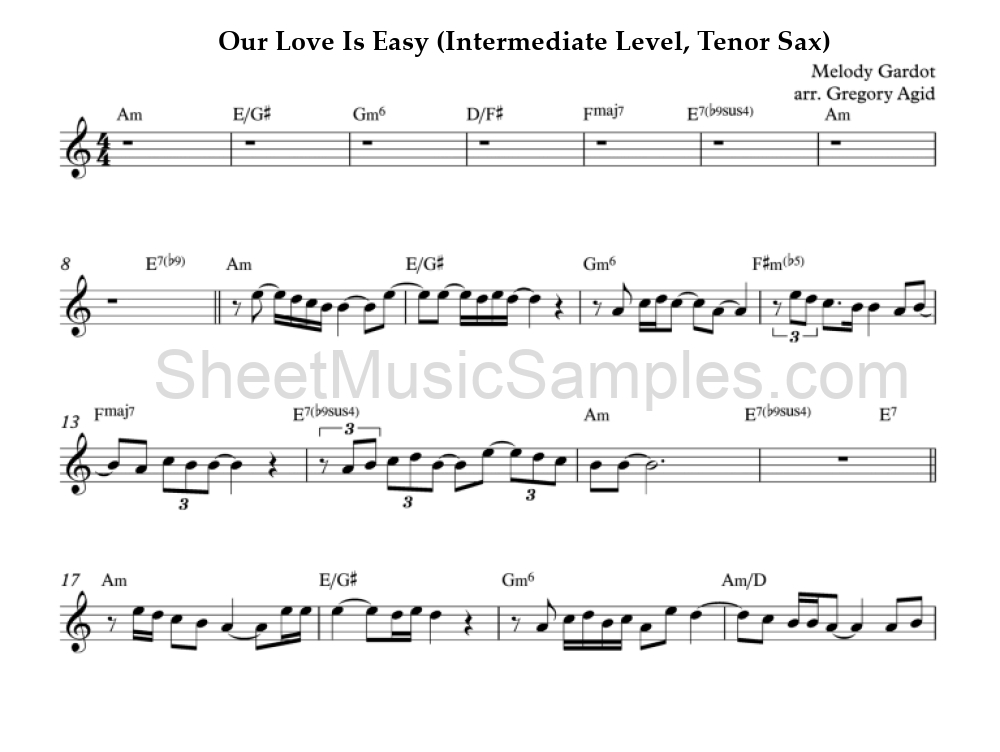 Our Love Is Easy (Intermediate Level, Tenor Sax)