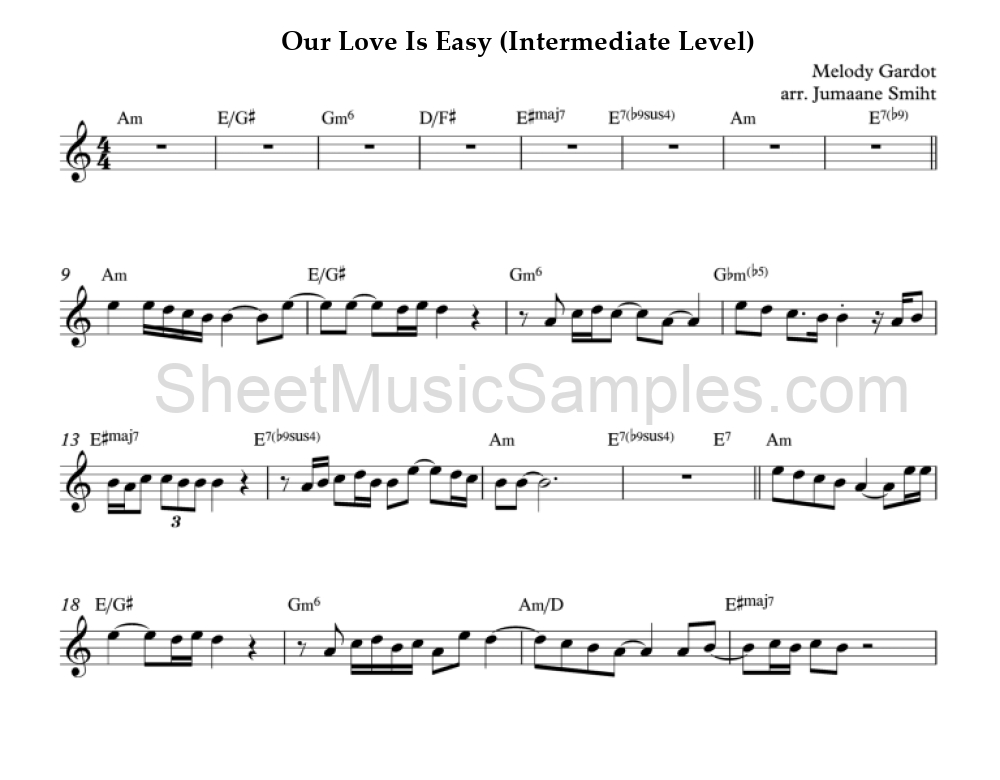 Our Love Is Easy (Intermediate Level)