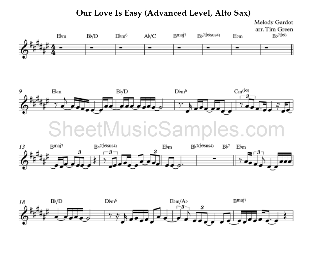 Our Love Is Easy (Advanced Level, Alto Sax)