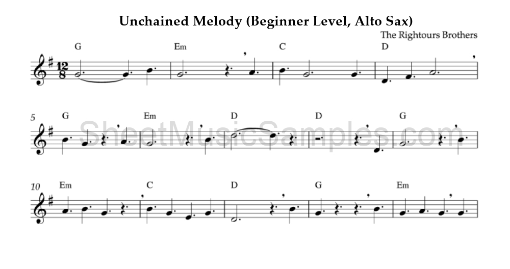 Unchained Melody (Beginner Level, Alto Sax)