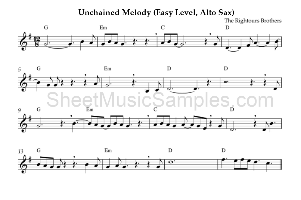 Unchained Melody (Easy Level, Alto Sax)