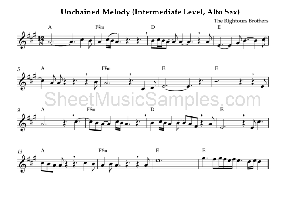 Unchained Melody (Intermediate Level, Alto Sax)