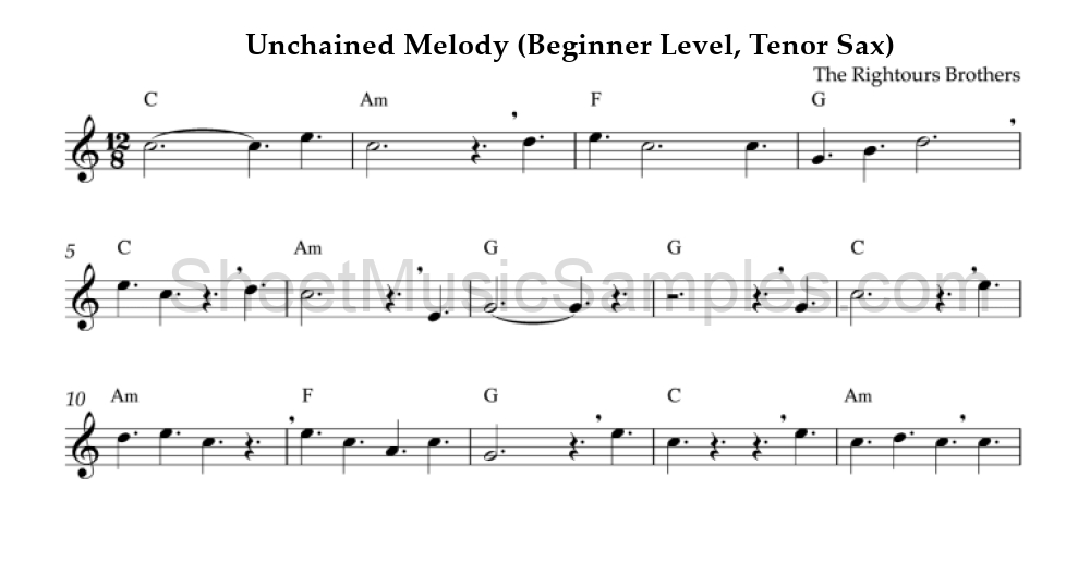 Unchained Melody (Beginner Level, Tenor Sax)