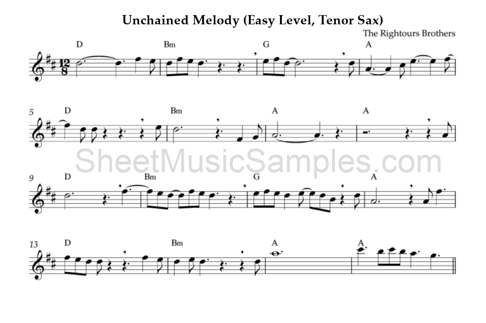 Unchained Melody (Easy Level, Tenor Sax)