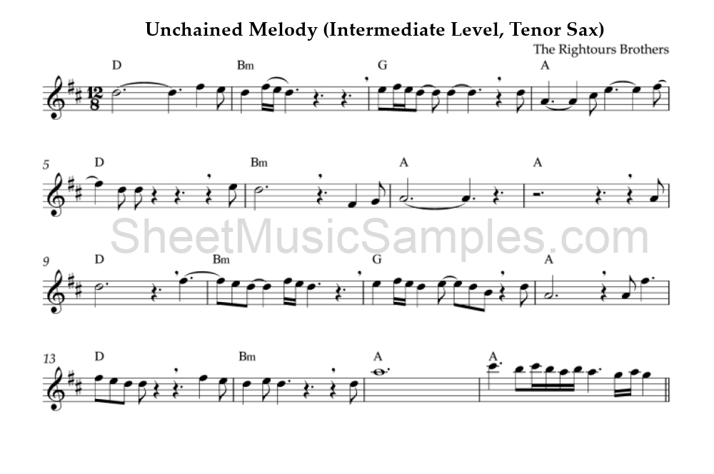 Unchained Melody (Intermediate Level, Tenor Sax)