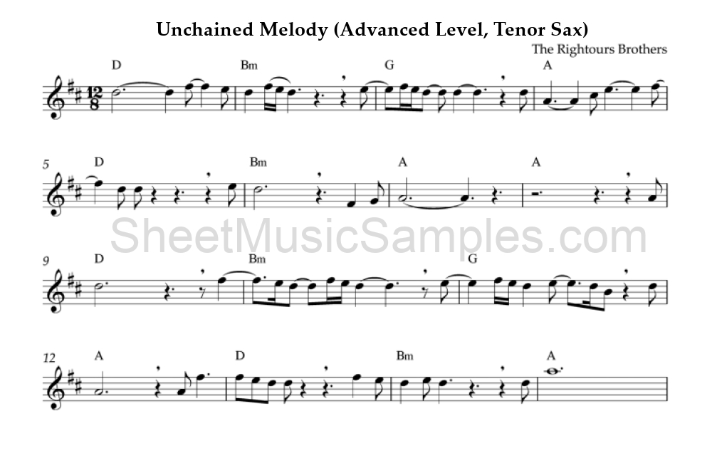 Unchained Melody (Advanced Level, Tenor Sax)