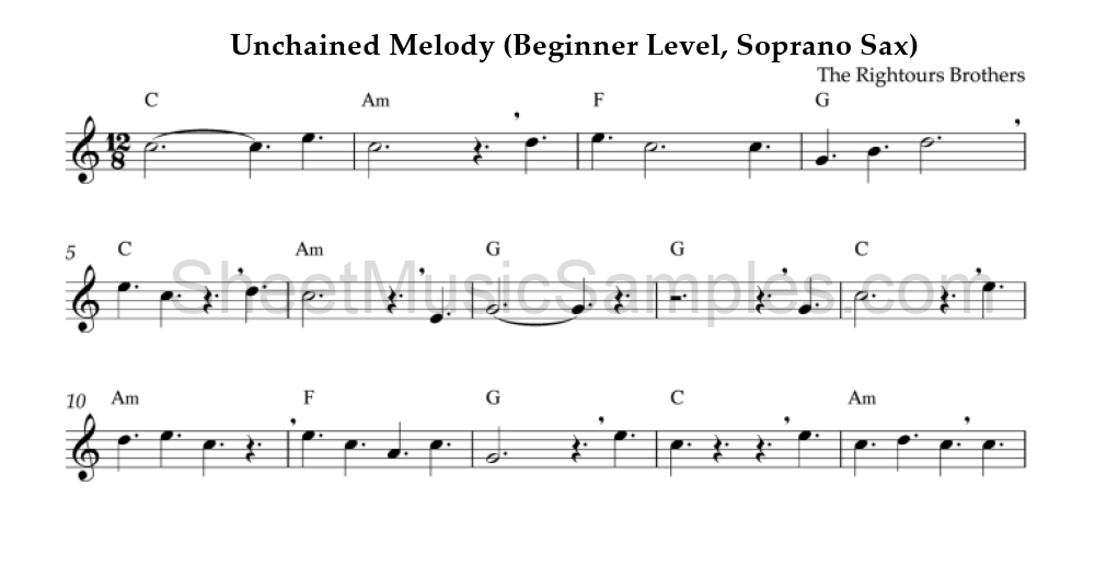 Unchained Melody (Beginner Level, Soprano Sax)