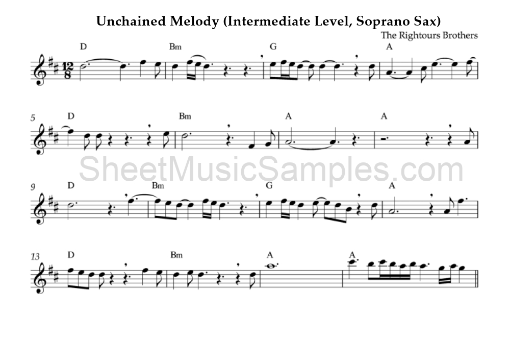 Unchained Melody (Intermediate Level, Soprano Sax)