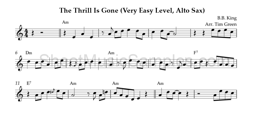 The Thrill Is Gone (Very Easy Level, Alto Sax)