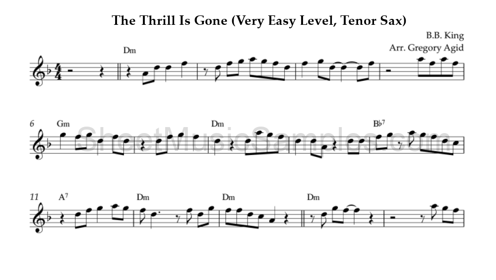 The Thrill Is Gone (Very Easy Level, Tenor Sax)