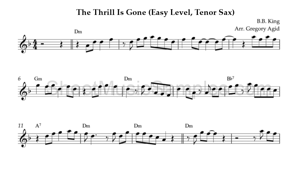 The Thrill Is Gone (Easy Level, Tenor Sax)