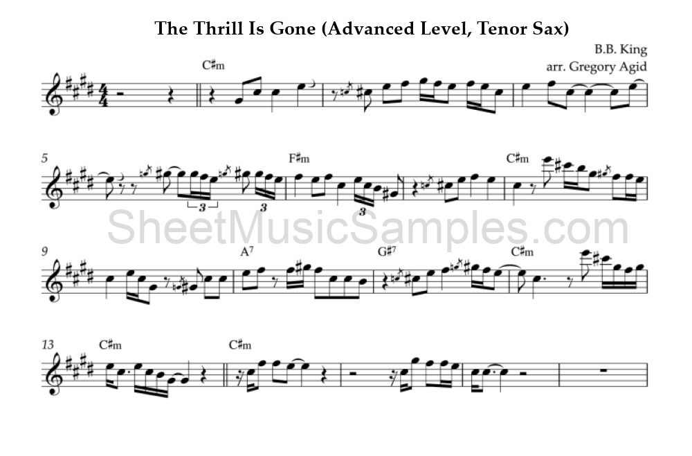 The Thrill Is Gone (Advanced Level, Tenor Sax)