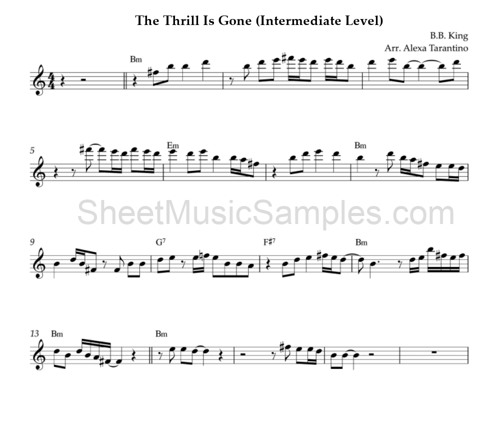 The Thrill Is Gone (Intermediate Level)