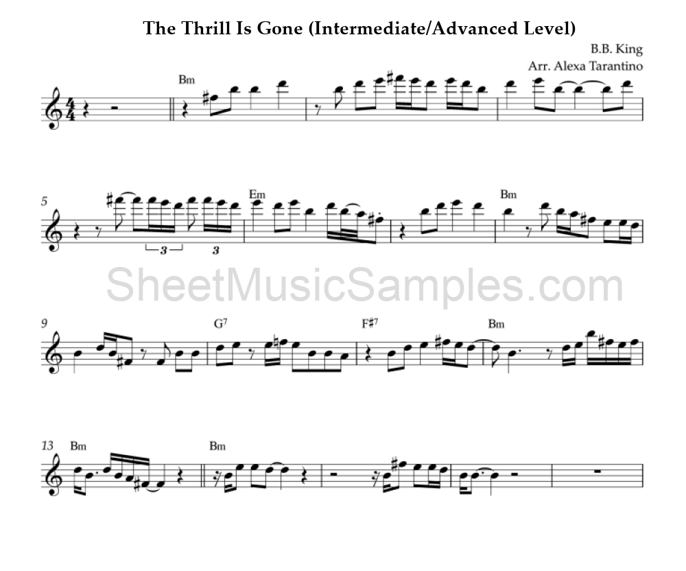 The Thrill Is Gone (Intermediate/Advanced Level)