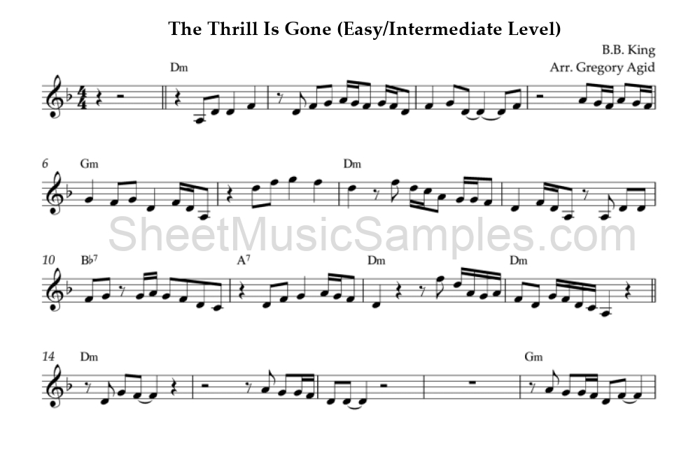 The Thrill Is Gone (Easy/Intermediate Level)