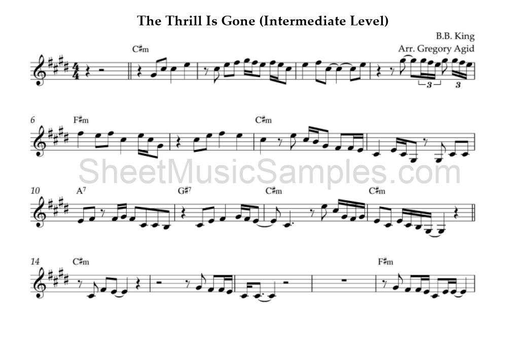 The Thrill Is Gone (Intermediate Level)