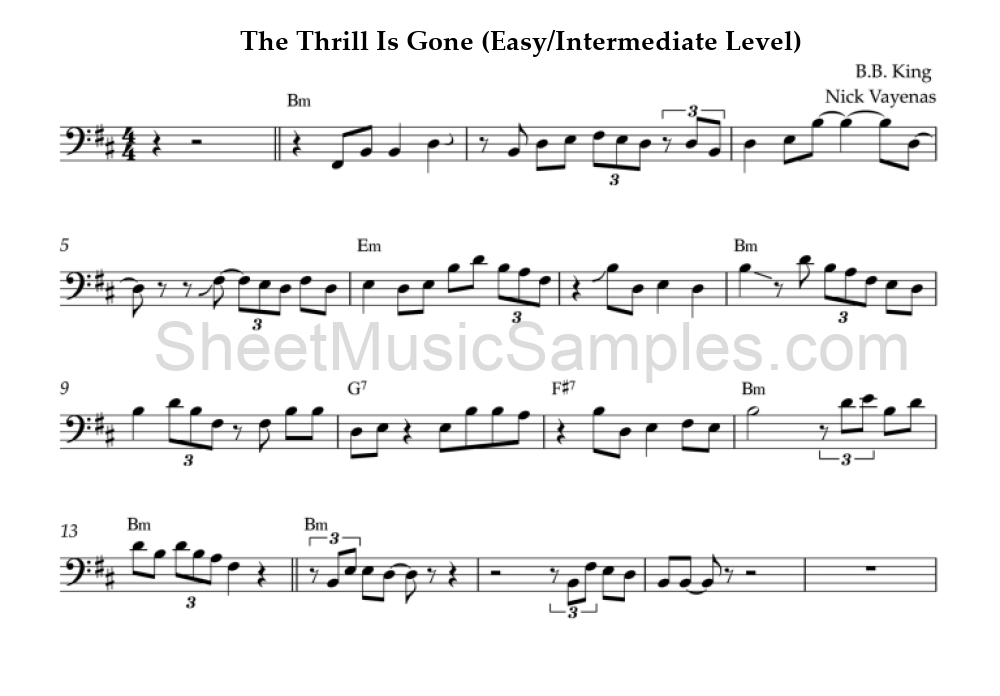 The Thrill Is Gone (Easy/Intermediate Level)