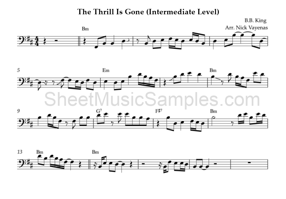 The Thrill Is Gone (Intermediate Level)