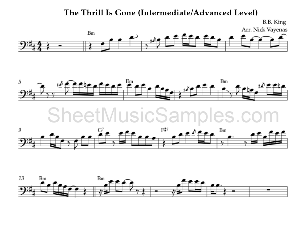 The Thrill Is Gone (Intermediate/Advanced Level)