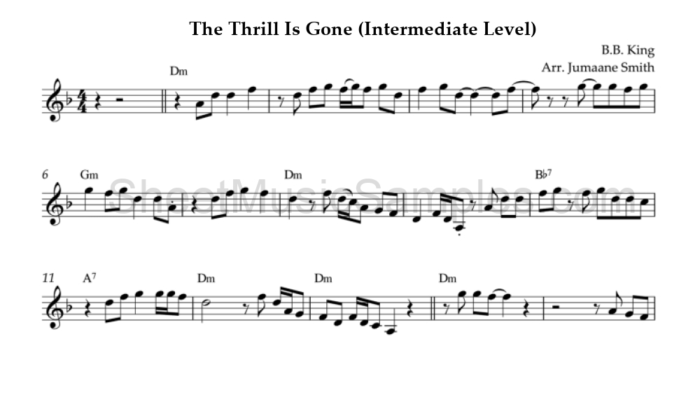 The Thrill Is Gone (Intermediate Level)