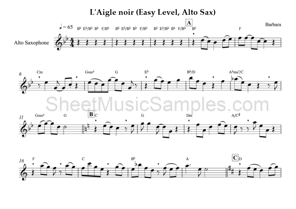 L'Aigle noir (Easy Level, Alto Sax)