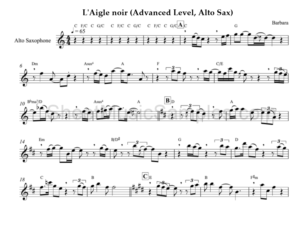 L'Aigle noir (Advanced Level, Alto Sax)