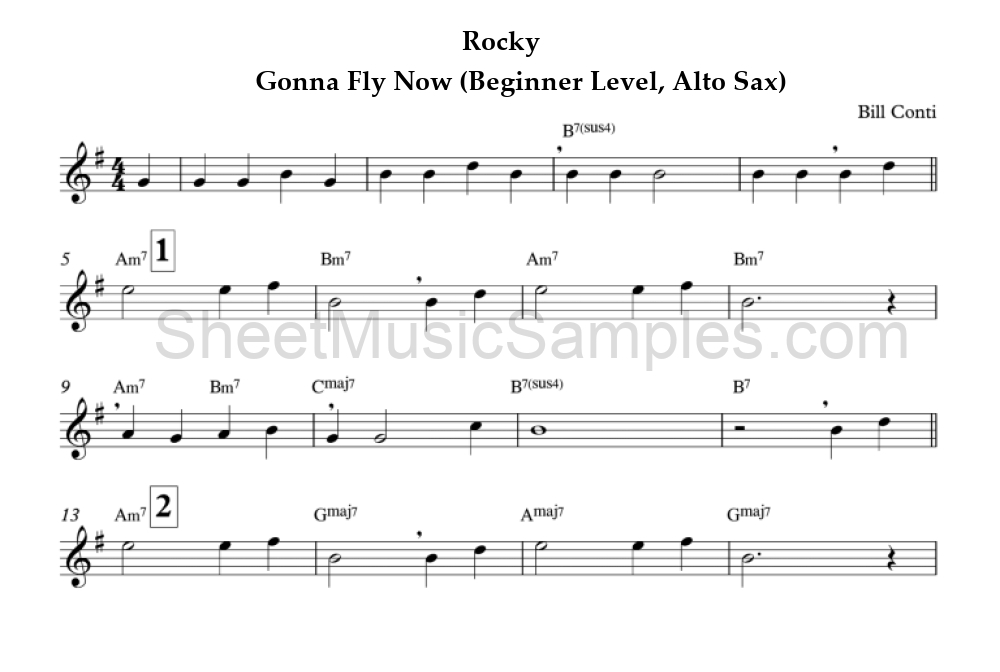 Rocky - Gonna Fly Now (Beginner Level, Alto Sax)