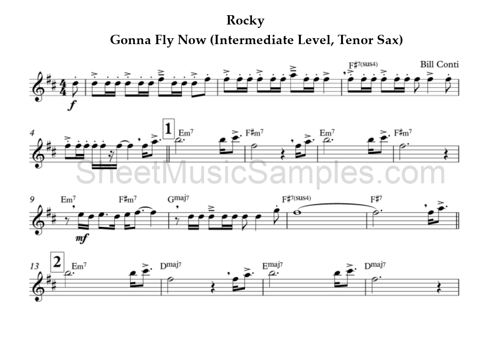 Rocky - Gonna Fly Now (Intermediate Level, Tenor Sax)